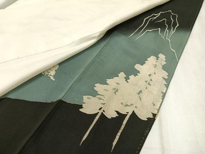 平和屋着物■豪華黒留袖 刺繍 遠山樹林文 暈し染め 金彩 正絹 逸品 CAAY7191vp