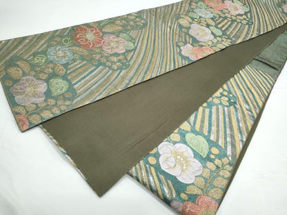 平和屋着物◎六通柄袋帯 シルクライン 金銀糸 正絹 逸品 CAAY0802th