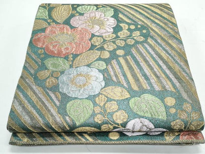 平和屋着物◎六通柄袋帯 シルクライン 金銀糸 正絹 逸品 CAAY0802th