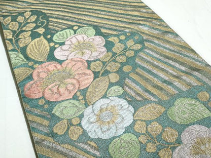平和屋着物◎六通柄袋帯 シルクライン 金銀糸 正絹 逸品 CAAY0802th
