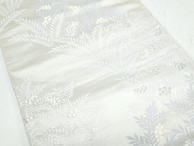 平和屋着物◎六通柄袋帯 唐織 枝木の実 銀糸 正絹 逸品 CAAY7204th