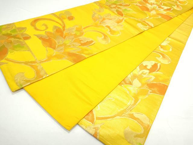 平和屋着物◎六通柄袋帯 更紗花文 金糸 正絹 逸品 CAAY7229th