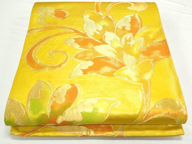平和屋着物◎六通柄袋帯 更紗花文 金糸 正絹 逸品 CAAY7229th