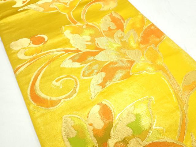 平和屋着物◎六通柄袋帯 更紗花文 金糸 正絹 逸品 CAAY7229th