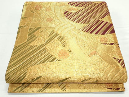 平和屋着物◎六通柄袋帯 熨斗花文 金糸 正絹 逸品 CAAY7234th