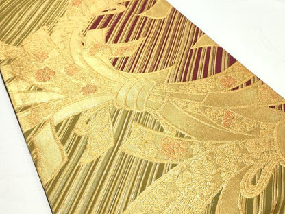平和屋着物◎六通柄袋帯 熨斗花文 金糸 正絹 逸品 CAAY7234th