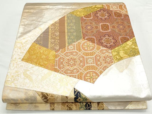 平和屋着物◎六通柄袋帯　切嵌　地紙花文　金銀糸　正絹　逸品　CAAY7236th