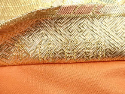 平和屋着物◎本佐賀錦　六通柄袋帯　鳳凰花丸文　金糸　正絹　逸品　CAAY7238th