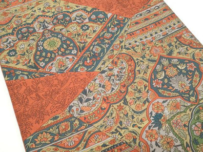 平和屋着物◎六通柄袋帯 切嵌更紗花文 正絹 逸品 CAAY7243th