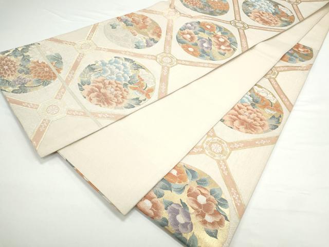 平和屋着物◎六通柄袋帯 天井花丸文 金糸 正絹 逸品 CAAY7244th