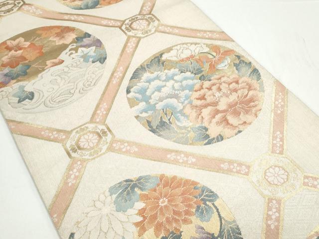 平和屋着物◎六通柄袋帯 天井花丸文 金糸 正絹 逸品 CAAY7244th