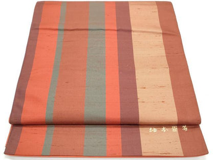 平和屋着物◎全通柄袋帯　紬本袋帯　間道　正絹　逸品　CAAY7245th
