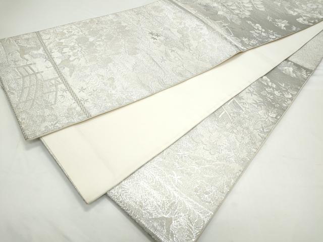 平和屋着物◎六通柄袋帯　飛鶴風景文　プラチナ箔二重織　正絹　逸品　CAAY7276th