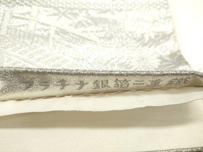 平和屋着物◎六通柄袋帯　飛鶴風景文　プラチナ箔二重織　正絹　逸品　CAAY7276th