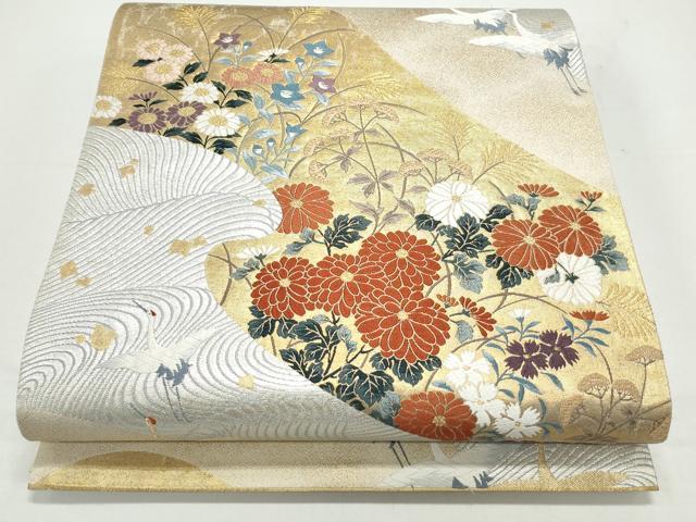 平和屋着物◎六通柄袋帯　唐織　琳派桃山翔鶴文　金銀糸　正絹　逸品　CAAY7285th