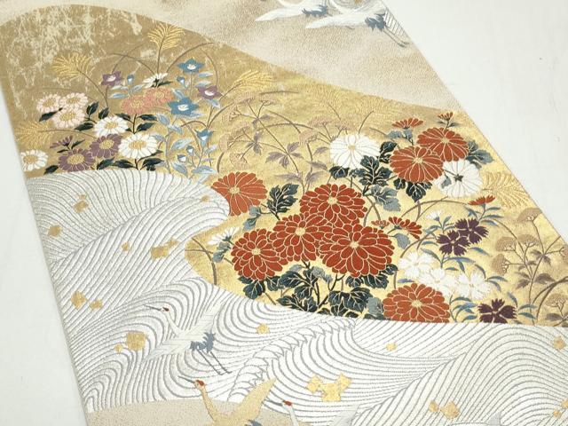 平和屋着物◎六通柄袋帯　唐織　琳派桃山翔鶴文　金銀糸　正絹　逸品　CAAY7285th