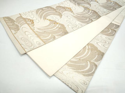 平和屋着物◎六通柄袋帯 立波文 金糸 正絹 逸品 CAAY7291th