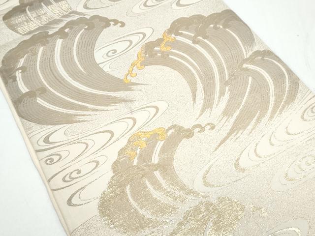平和屋着物◎六通柄袋帯 立波文 金糸 正絹 逸品 CAAY7291th