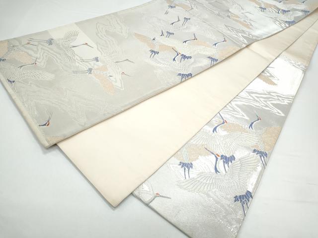 平和屋着物◎六通柄袋帯 唐織 招福群鶴飛翔文 金銀糸 正絹 逸品 CAAY7295th