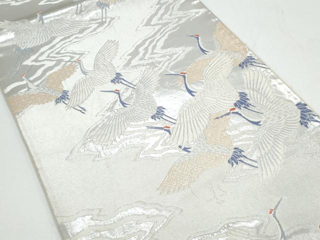 平和屋着物◎六通柄袋帯 唐織 招福群鶴飛翔文 金銀糸 正絹 逸品 CAAY7295th