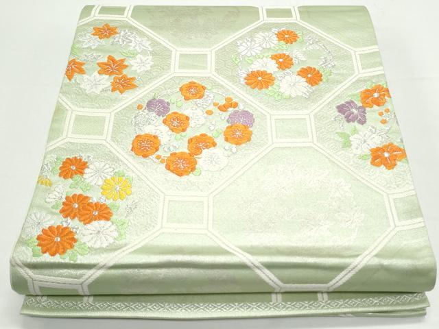 平和屋着物◎六通柄袋帯　唐織　天井花文　銀糸　正絹　逸品　CAAY7299th