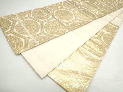 平和屋着物◎六通柄袋帯 天井花文 金糸 正絹 逸品 CAAY7301th
