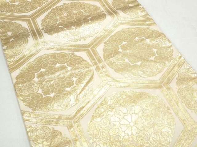 平和屋着物◎六通柄袋帯 天井花文 金糸 正絹 逸品 CAAY7301th
