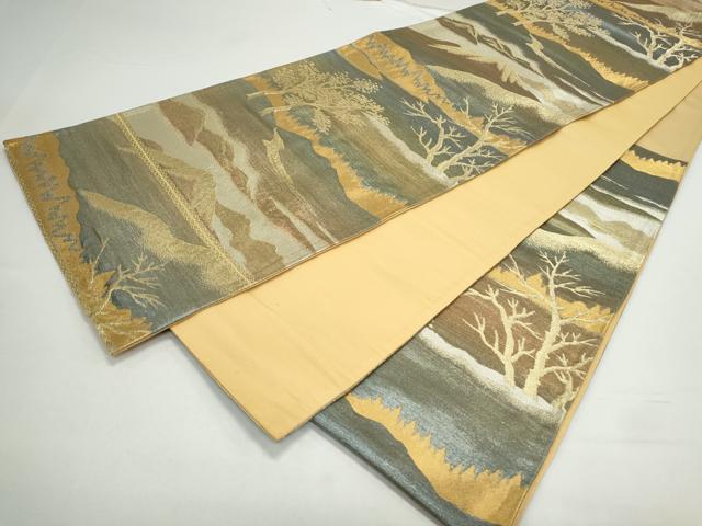 平和屋着物◎六通柄袋帯　遠山風景文　金銀糸　正絹　逸品　CAAY7305th