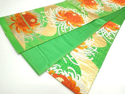 平和屋着物◎西陣　六通柄袋帯　唐織　蘭菊　金銀糸　正絹　逸品　CAAY7307th