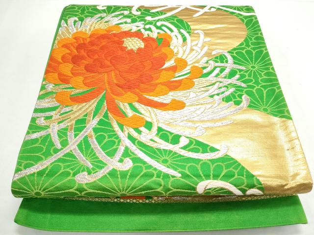 平和屋着物◎西陣　六通柄袋帯　唐織　蘭菊　金銀糸　正絹　逸品　CAAY7307th