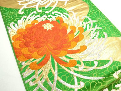 平和屋着物◎西陣　六通柄袋帯　唐織　蘭菊　金銀糸　正絹　逸品　CAAY7307th