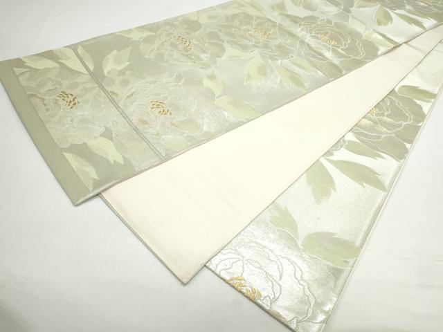 平和屋着物◎六通柄袋帯 草花文 金銀糸 正絹 逸品 CAAY7311th