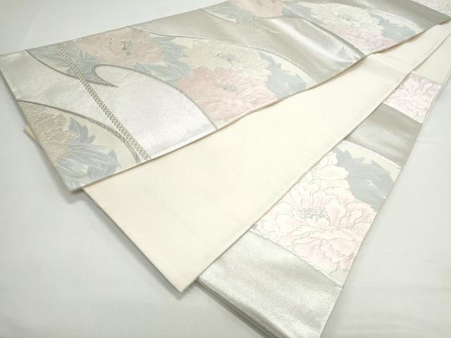 平和屋着物◎六通柄袋帯 唐織 草花文 銀糸 正絹 逸品 CAAY7312th