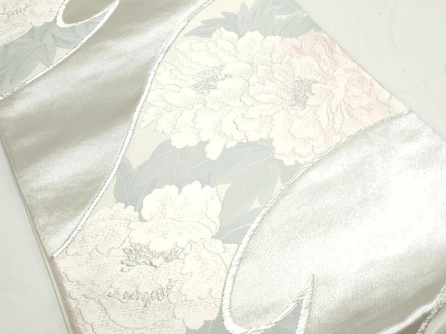 平和屋着物◎六通柄袋帯 唐織 草花文 銀糸 正絹 逸品 CAAY7312th