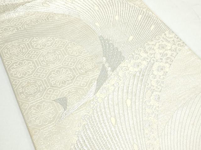 平和屋着物◎六通柄袋帯　孔雀文　銀糸　正絹　逸品　CAAY7313th