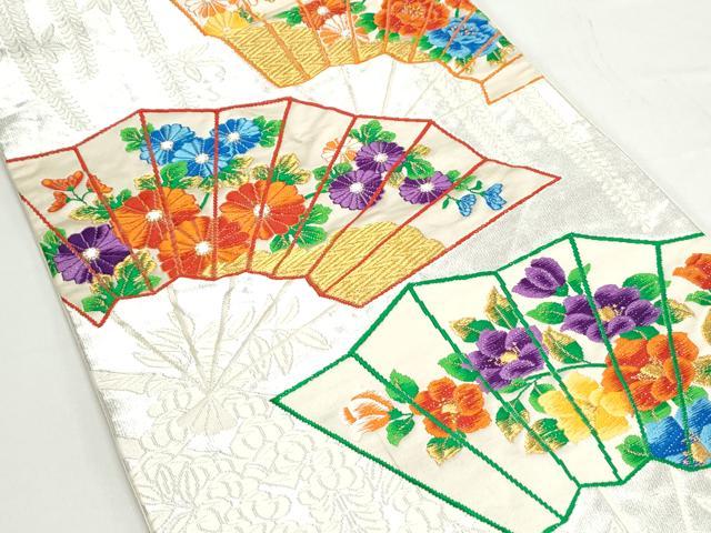 平和屋着物◎六通柄袋帯　唐織り　桧扇花文　金銀糸　正絹　逸品　CAAY7314th