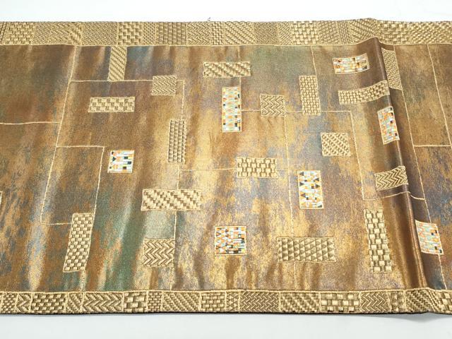 平和屋着物◎太鼓柄袋帯　吉祥文　金糸　引箔　正絹　逸品　CAAY7322th