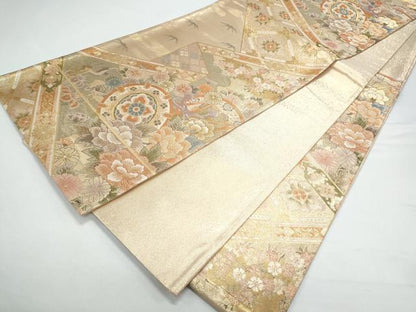 平和屋着物◎佐賀錦　六通柄袋帯　鼓花文　金糸　正絹　逸品　CAAY7325th