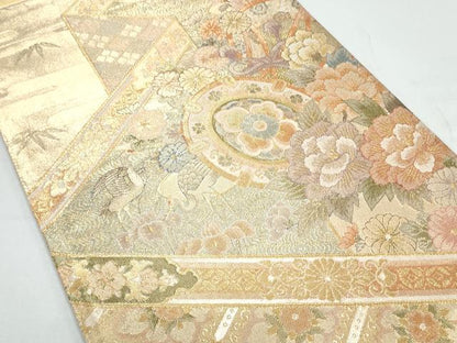 平和屋着物◎佐賀錦　六通柄袋帯　鼓花文　金糸　正絹　逸品　CAAY7325th