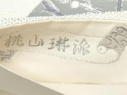 平和屋着物◎六通柄袋帯 唐織 地紙鴛鴦花文 桃山琳派 錦プラチナ箔 正絹 逸品 CAAY7328th