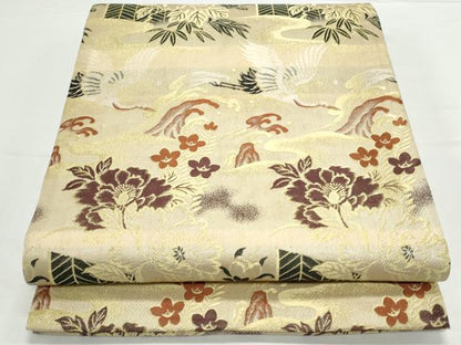 平和屋着物◎アンティーク 大正ロマン 六通柄袋帯 飛鶴花文 正絹 逸品 CAAY7335th