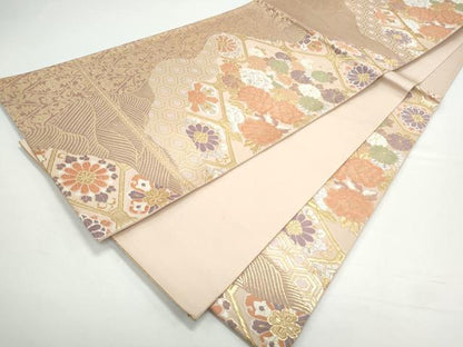 平和屋着物◎六通柄袋帯　唐織　草花文　金銀糸　正絹　逸品　CAAY7340th