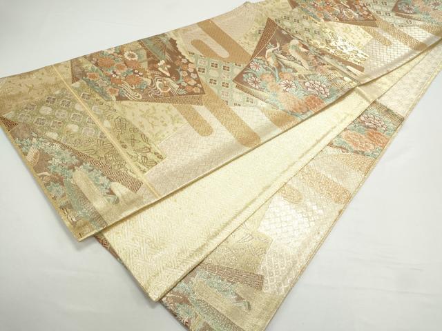 平和屋着物◎六通柄袋帯 宝珠本佐賀錦 九百錦 色紙重ね文 正絹 逸品 CAAY7341th
