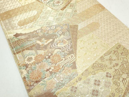 平和屋着物◎六通柄袋帯 宝珠本佐賀錦 九百錦 色紙重ね文 正絹 逸品 CAAY7341th
