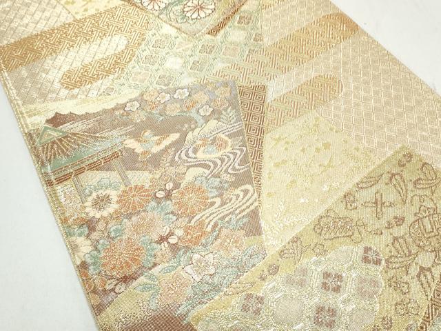 平和屋着物◎六通柄袋帯 宝珠本佐賀錦 九百錦 色紙重ね文 正絹 逸品 CAAY7341th