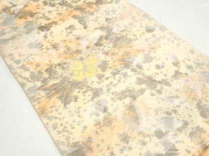 平和屋着物◎六通柄袋帯　草花文　金糸　正絹　逸品　CAAY7349th