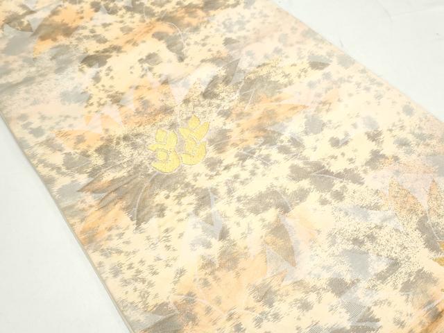 平和屋着物◎六通柄袋帯　草花文　金糸　正絹　逸品　CAAY7349th