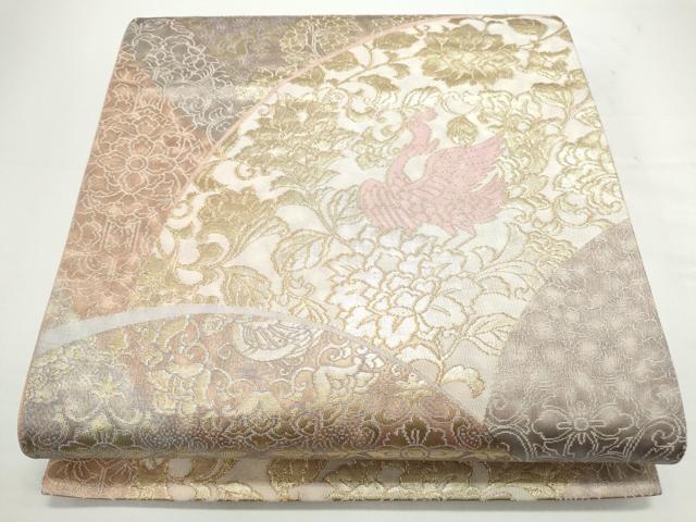 平和屋着物◎六通柄袋帯　鳳凰更紗花文　金糸　正絹　逸品　CAAY7350th