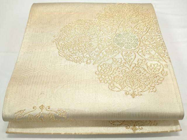平和屋着物◎六通柄袋帯 正倉院花文 金糸 正絹 逸品 CAAY7352th