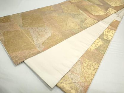 平和屋着物◎六通柄袋帯　色紙重ね文　金糸　正絹　逸品　CAAY7354th